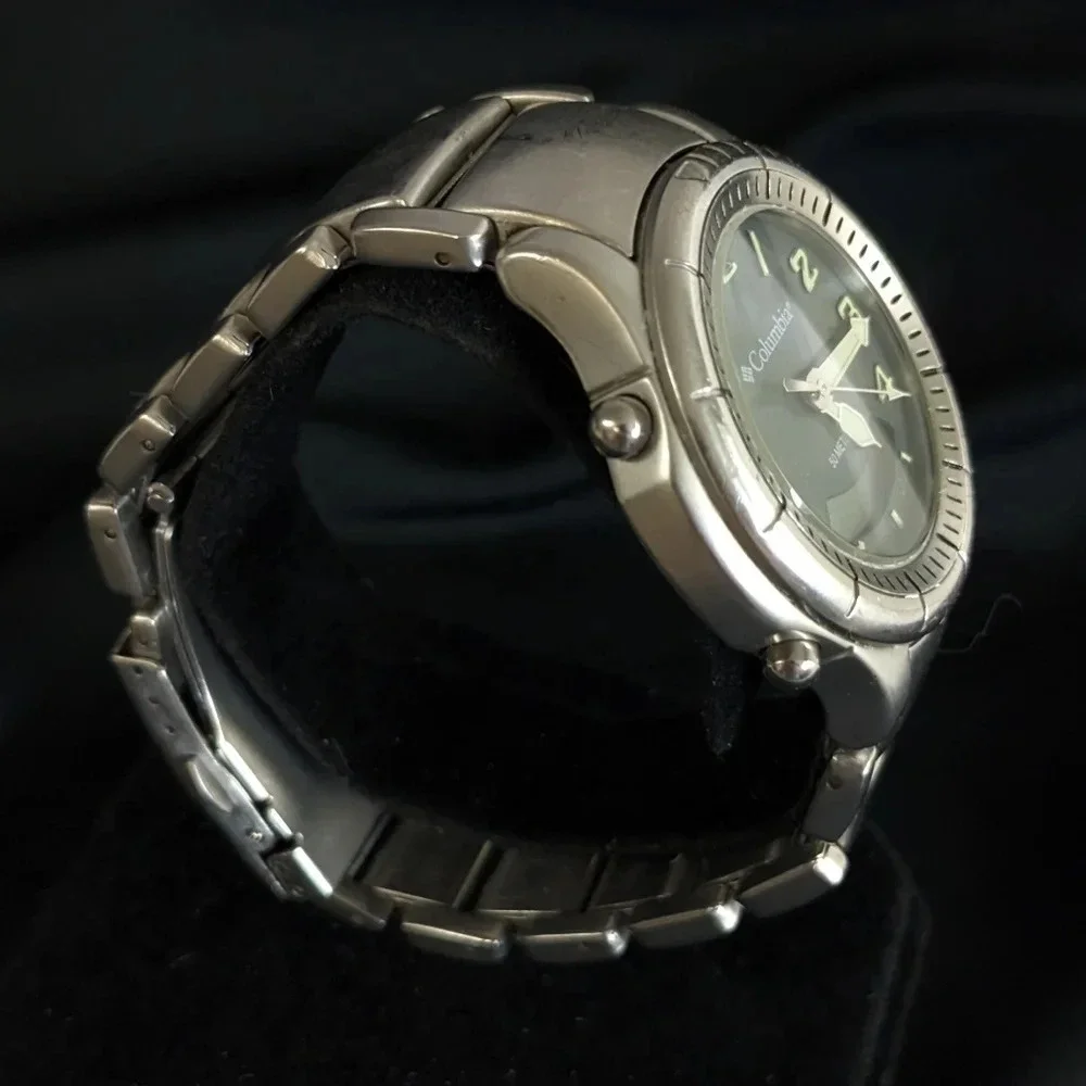 Vintage Columbia stainless steel quartz watch, analog digital, date, alarm, 50m